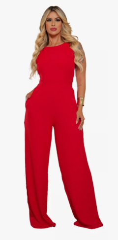 Macacão Feminino Longo Regata Duna Linha Premium - Vermelho - loja online