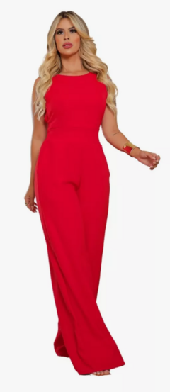 Imagem do Macacão Feminino Longo Regata Duna Linha Premium - Vermelho