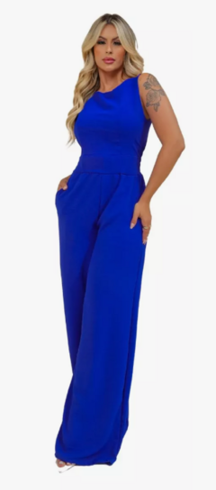 Macacão Feminino Longo Regata Duna Linha Premium - Azul - Estilo Márcia