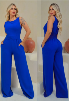 Imagem do Macacão Feminino Longo Regata Duna Linha Premium - Azul