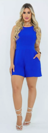Macaquinho Feminino Duna Com Bolsos Moda Verão - Azul - comprar online