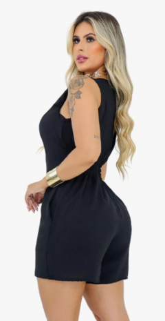 Macaquinho Feminino Duna Com Bolsos Moda Verão - Preto na internet