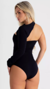 Body Feminino Detalhe No Busto Com Manga Ombro Nu