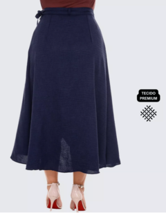 Saia Longa Transpassada Envelope Godê Midi Crepe - Estilo Márcia
