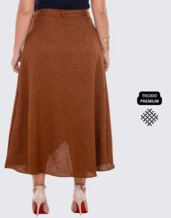 Saia Longa Transpassada Envelope Godê Midi Crepe - comprar online