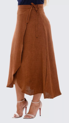 Saia Longa Transpassada Envelope Godê Midi Crepe