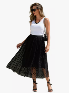 Saia Feminina Tule Plissada Longa Preta Luxo. - comprar online