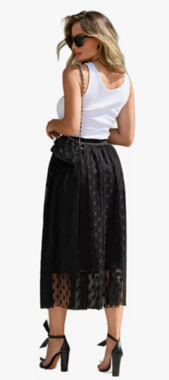 Saia Feminina Tule Plissada Longa Preta Luxo.