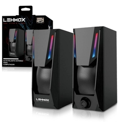 Caixa de Som Gamer para PC USB com Iluminação Led RGB LEHMOX - LEY-1873