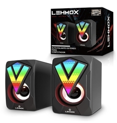 Caixa De Som Para Pc Usb P2 com Iluminação Led Rgb Lehmox - LEY-1861