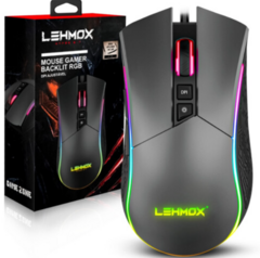 Mouse Gamer 6400 DPI Led RGB com Fio e Driver LEHMOX - GT-M2