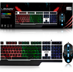 Kit Teclado e Mouse Gamer USB com Led RGB LEHMOX - LEY-45