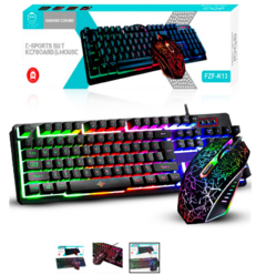 KIT Teclado E Mouse Gamer USB com LED RGB ABNT2 EBAI - FZF-K13