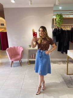 Saia Jeans com fenda
