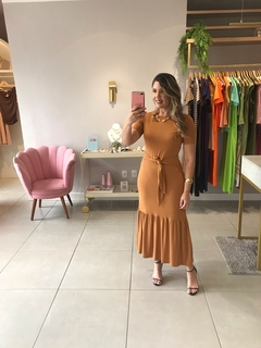 Vestido em malha Caqui