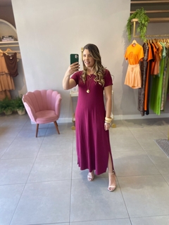 Vestido em Malha Vinho