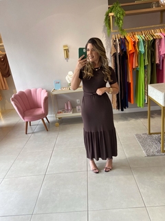 Vestido em malha marrom