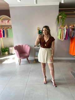 Short Saia Alfaiataria Bege