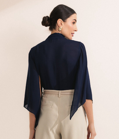 Blusa Recortes Azul Marinho - comprar online