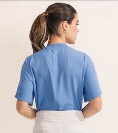 Blusa Azul Gola Punho - comprar online