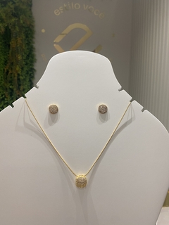Conjunto strass dourado