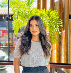Blusa de paetê prata