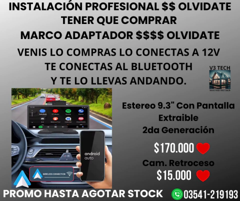 Estereo Pantalla Carplay 2da. Generación/ Android Auto 9.3 Pulgadas