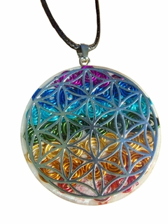Pingente Orgonite Flor da Vida 7 Chakras com Nanotecnologia