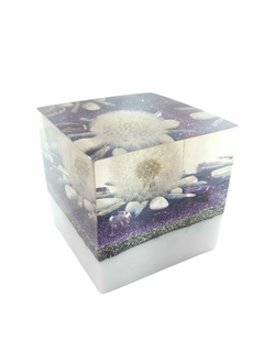 Orgonite Cubo com Dente de Leão e Nanotecnologia