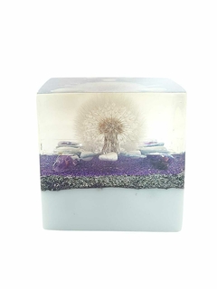 Orgonite Cubo com Dente de Leão e Nanotecnologia