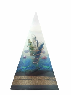 Pirâmide Orgonite Cianitas com Nanotecnologia e Tecnologia Keshe