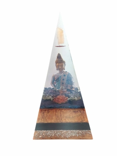 Pirâmide Orgonite Buda Base 13,5cm com Nanotecnologia