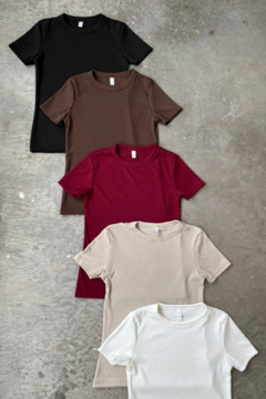 Remera manga corta basica. Morley elastizado (COPAL) - nox denim