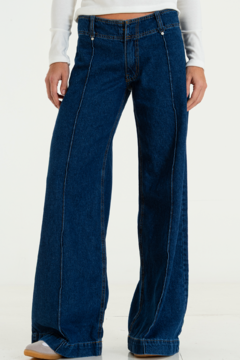 Wide leg rigido c/recorte Tiro Bajo y boton interno (ALFON) - comprar online