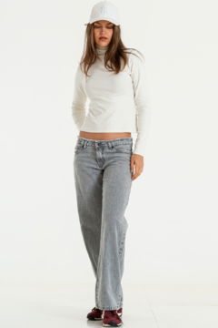 Wide leg rigido Tiro Bajo C/ Desflecado En Cintura (S JANIS) - comprar online