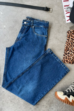 Wide leg rigido Tiro Medio clasico azul (YOUNGLY) - comprar online