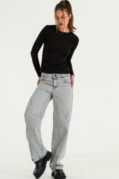 Wide leg rigido Tiro Medio c/pinzas (S YAGUAR)