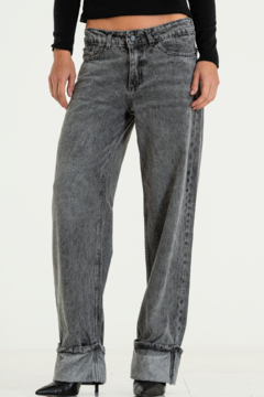 Wide leg rigido Tiro Bajo c/ruedo doblado (NASARA) - comprar online