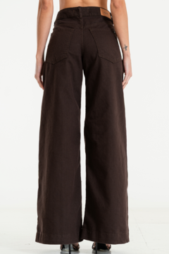 Wide leg rigido semi corderoy Tiro Medio Chocolate (LATE) - tienda online