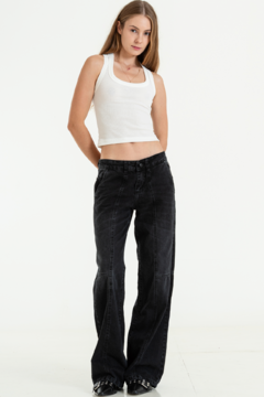 Wide leg Tiro Medio c/recortes (B LOHAN) - nox denim