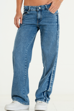 Wide leg rigido Tiro Medio c/tiras Laterales (ARA) - comprar online