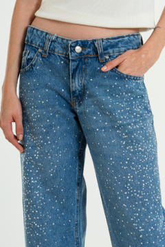 Wide leg rigido Tiro Medio c/Hotfix Lluvia (H BEMCY) - comprar online