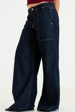 Wide leg rigido Tiro Medio c/bolsillo plaque (REINA) - tienda online
