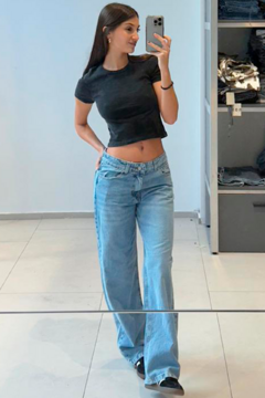 Wide leg rigido tiro medio (DEBBY) - comprar online