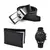 Kit Cinto Em Couro Ecológico + Relógio De Ponteiro Masculino + Carteira Slim Porta Cartões