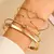 4 pçs/set Conjunto Pulseira Banhada A Ouro