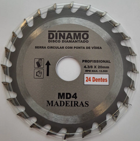 SERRA CIRCULAR 110mm COM PONTA DE VIDEA - 24 DENTES CORTE DE MADEIRAS EM GERAL