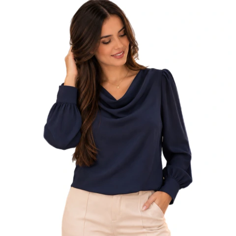 Camisa cetim Gola degagê