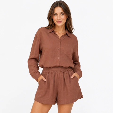 Conjunto linho short/camisa