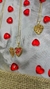 Colar Branca de Neve - Colar Folheado a Ouro 18k Veneziana e Pingente Relicário de Coração Com Fundo Vermelho - loja online